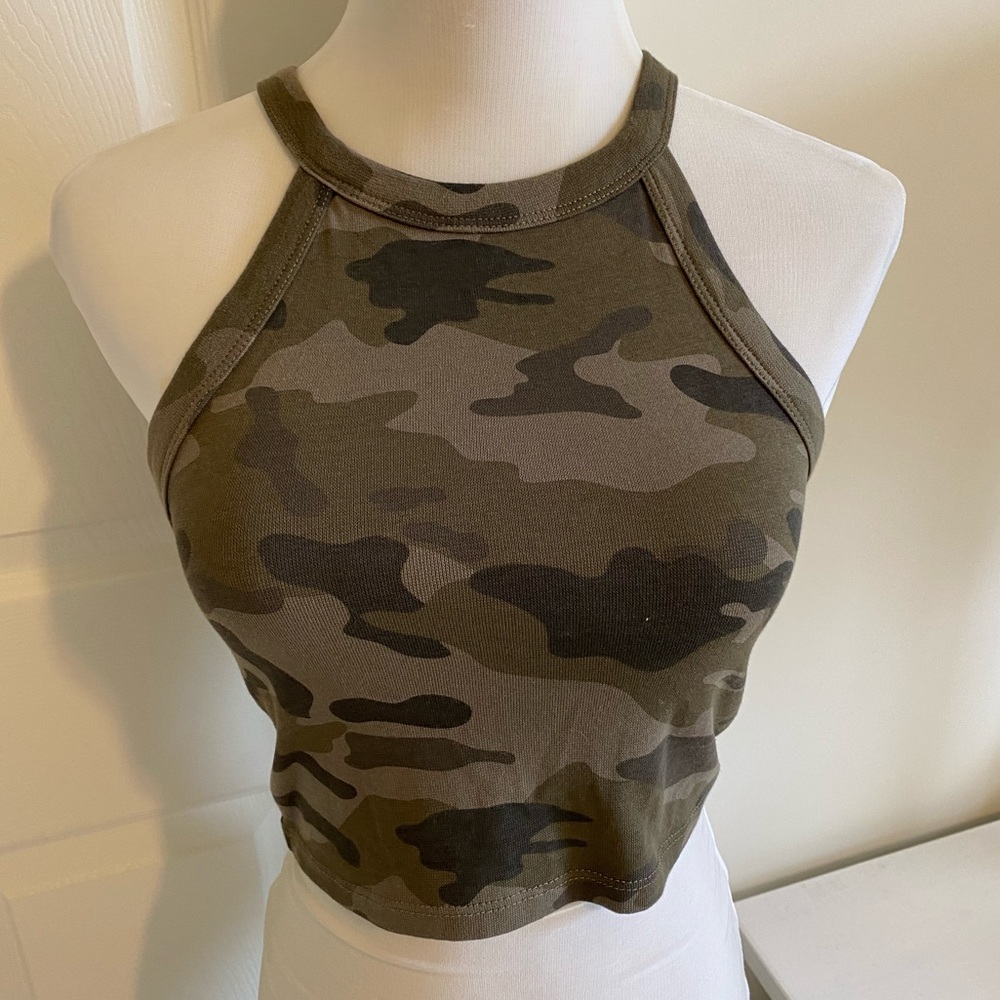 Zara camo cropped halter top